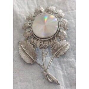 Jewelarama Mid Century Silver Tone Sunflower Brooch 2.5" Smoke Free Home